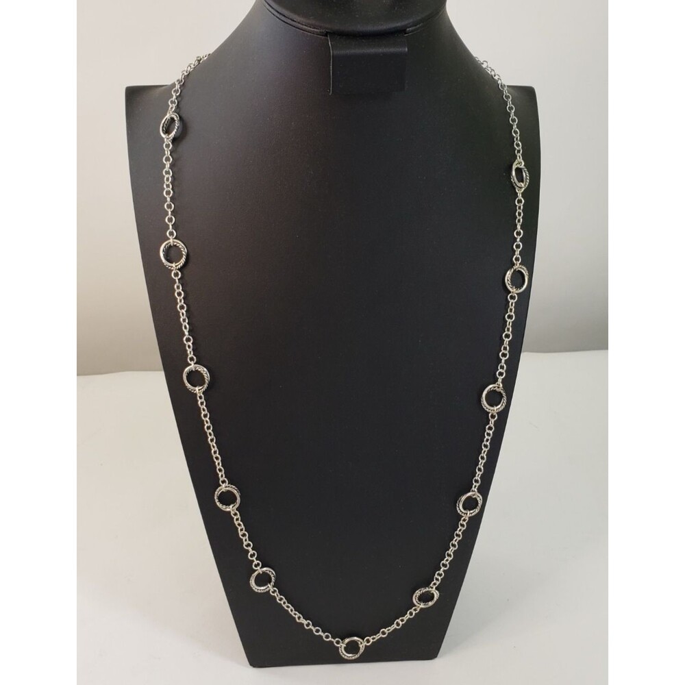 Vintage Ralph Lauren Silver Tone Long 36" Chain Necklace Signed Round Links